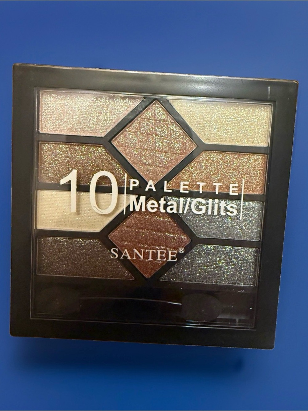 Santee Metal/Glits 10 Color Eyeshadow Palette Pressed Powder Glitter 0.42 oz